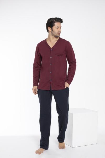 Erkek Önü Açık Uzunkol Pijama Takım 12074-A