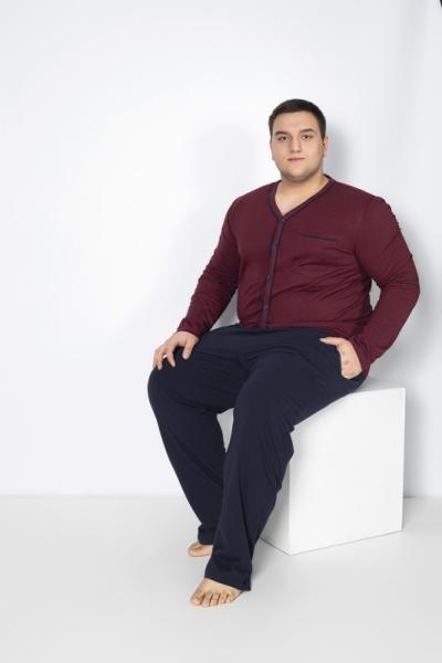 Erkek Battal Önü Düğmeli  Uzunkol Pijama 12075-A
