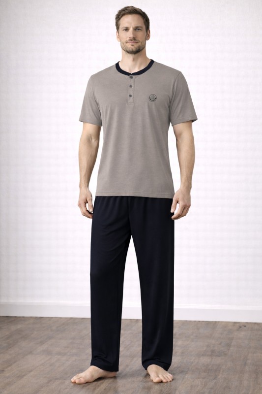 Öztaş Underwear Erkek Pamuk Süprem Kısa Kol Patlı Pijama Takımı 12080-A