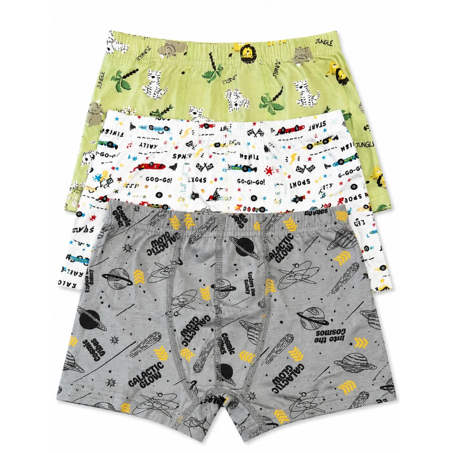 Erkek Çocuk 3'Lü Lycralı Boxer 3721-F Asortı-2