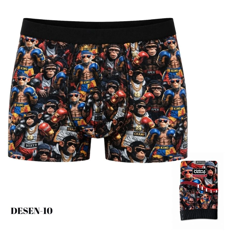 Erkek Dijital Baskılı Likralı Boxer 1722-A