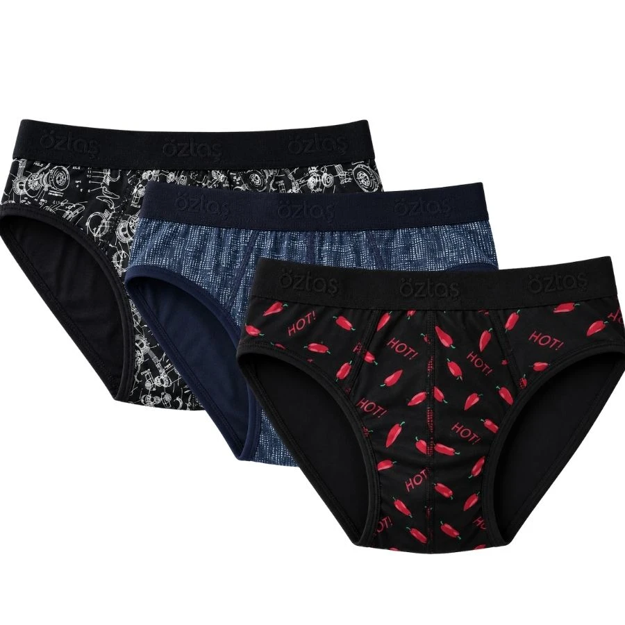 Erkek 3'Lü Likralı Slip 1742-F