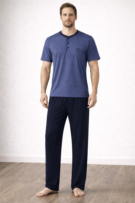 Öztaş Underwear Erkek Pamuk Süprem Kısa Kol Patlı Pijama Takımı 12080-A