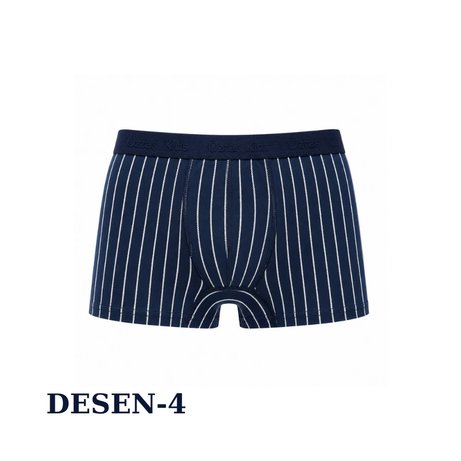 Erkek Çocuk Lycralı Çizgili Boxer Tekli Paket  3704-A