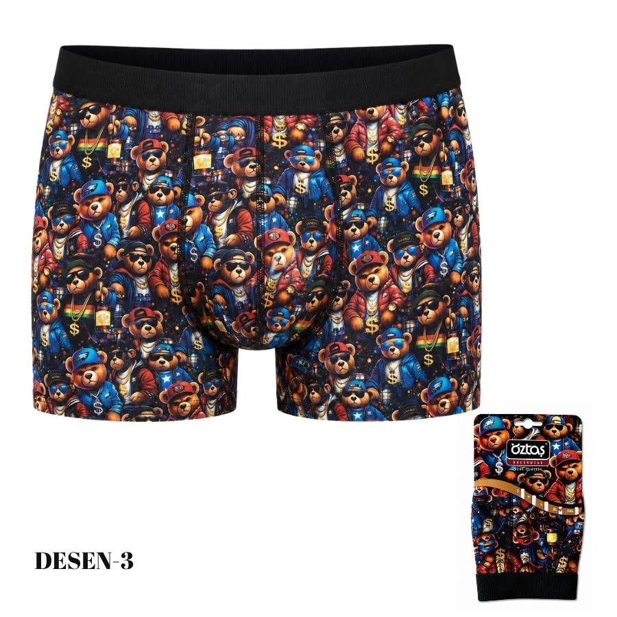 Erkek Dijital Baskılı Likralı Boxer 1722-A
