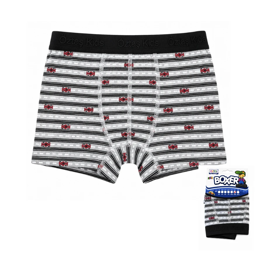 Erkek Çocuk Baskılı Lycralı Boxer 3706-A Arabalı