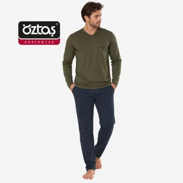 Erkek V Yaka Uzunkol Süprem Pijama 12008-A