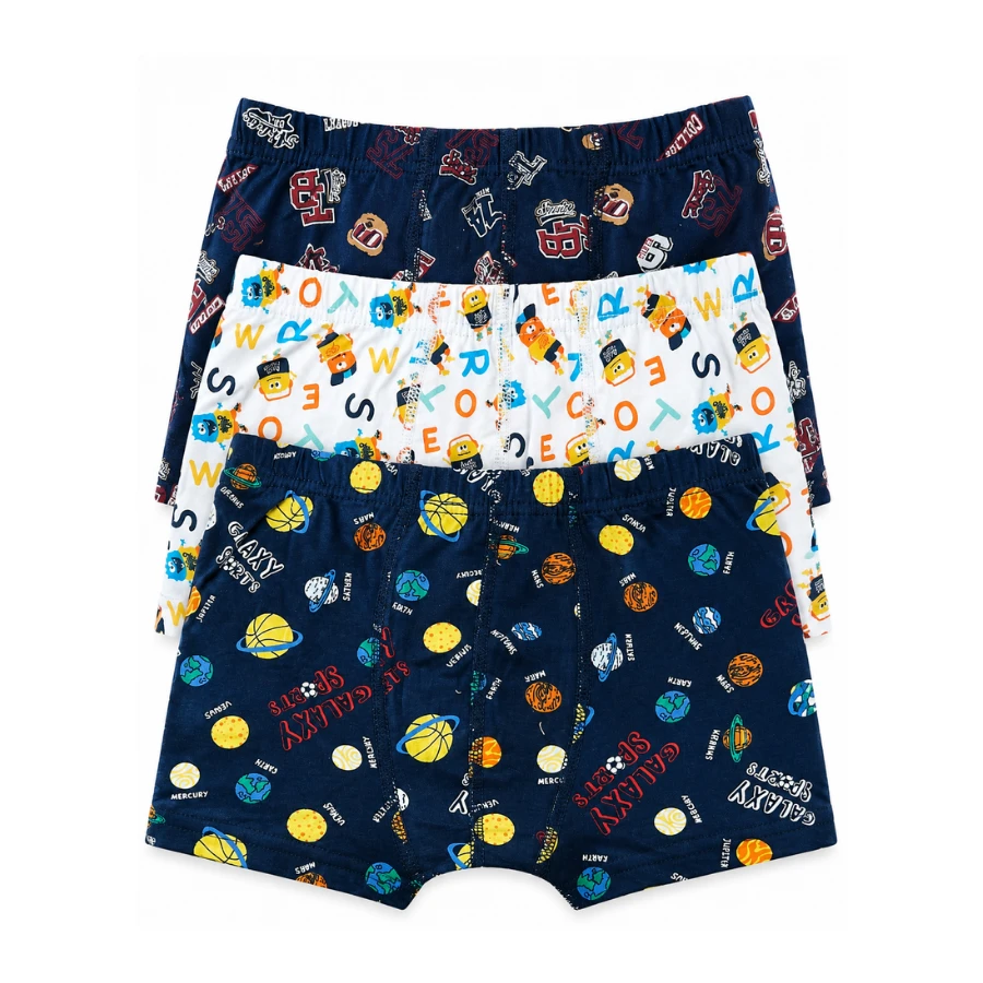 Erkek Çocuk 3'Lü Lycralı Boxer 3721-F Asortı-3