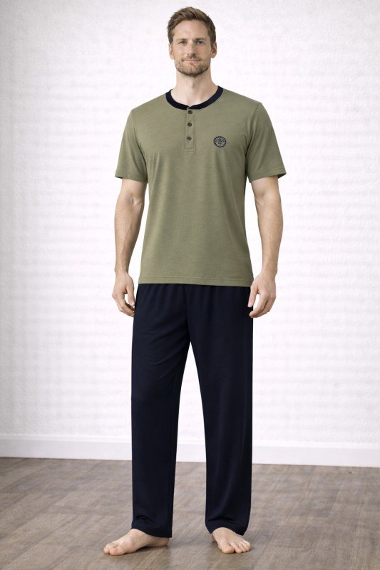 Öztaş Underwear Erkek Pamuk Süprem Kısa Kol Patlı Pijama Takımı 12080-A