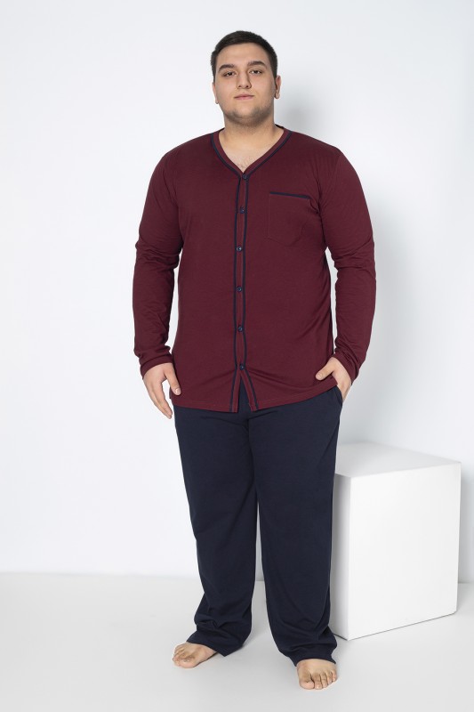 Erkek Battal Önü Düğmeli  Uzunkol Pijama 12075-A