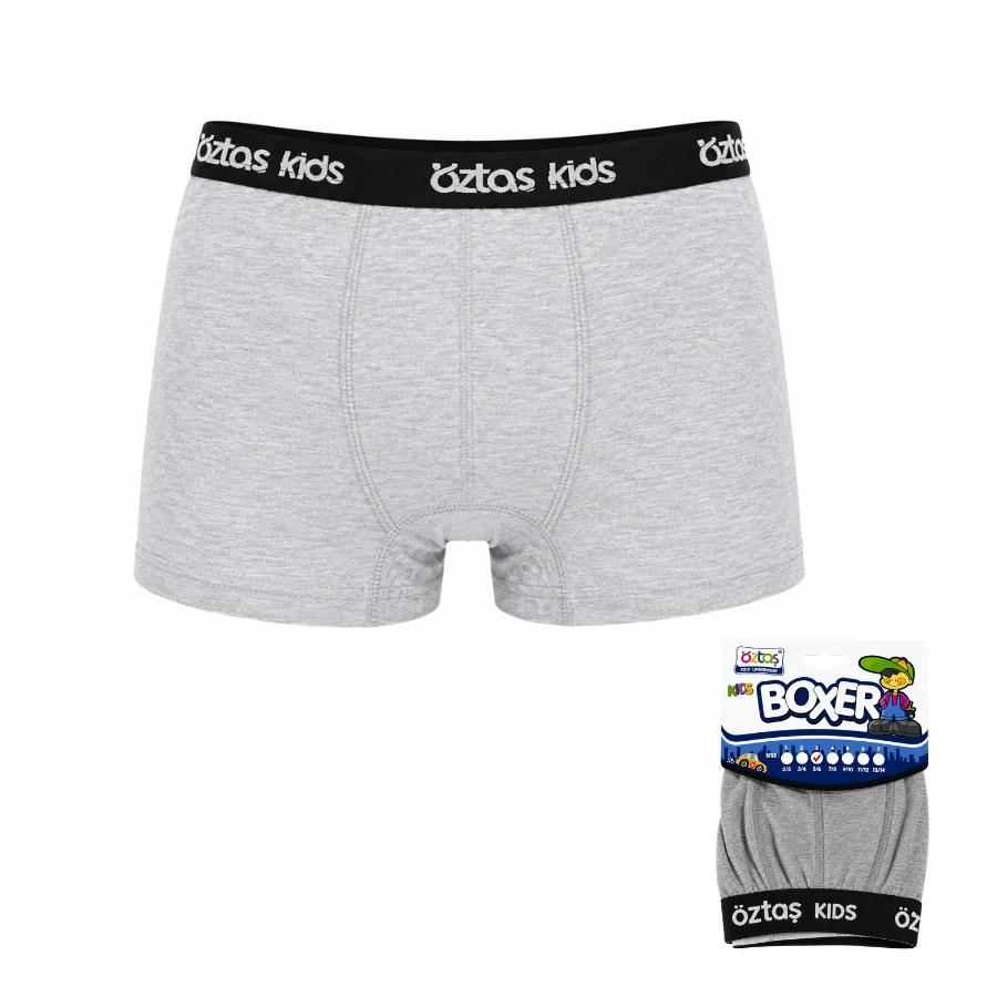 Erkek Çocuk Lycralı Melanj Boxer Tekli Paket 3702-A
