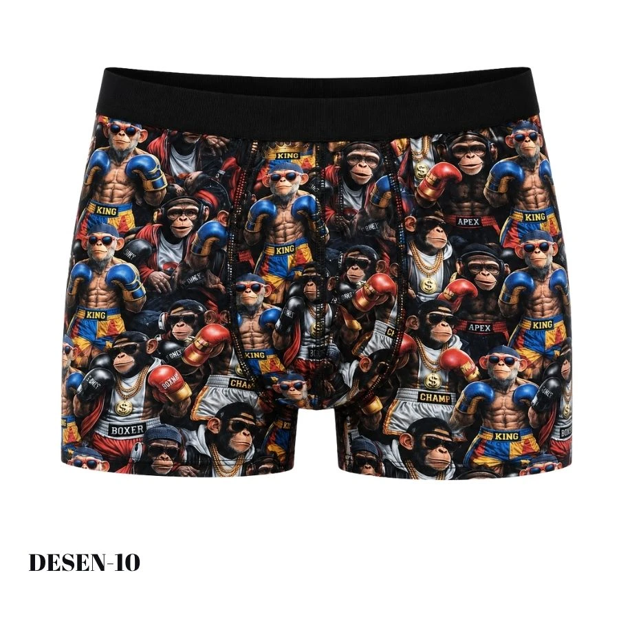 Erkek Dijital Baskılı Likralı Boxer 1722-A Desen-10