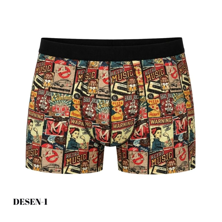 Erkek Dijital Baskılı Likralı Boxer 1722-A Desen-1