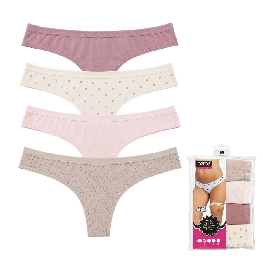 Kadın Likralı Desenli String 4'Lü Paket 2751-H