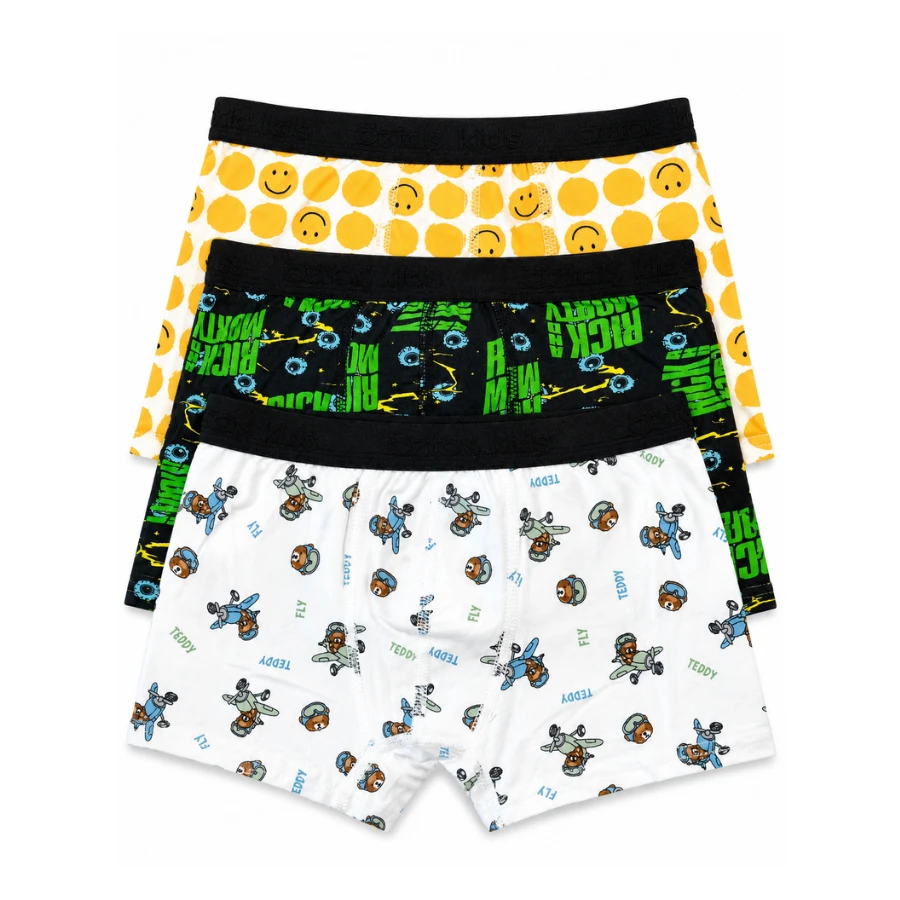 Erkek Çocuk 3'Lü Lycralı Boxer 3720-F Asortı-3
