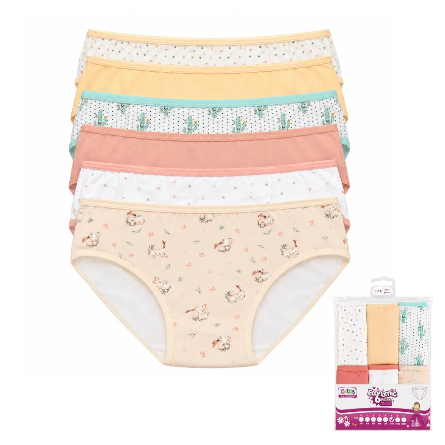 Kız Çocuk Lycralı Baskılı Slip 6'Lı Paket 4723-B