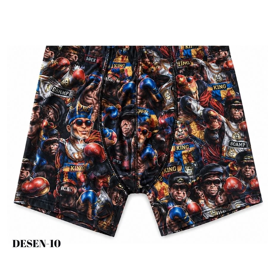 Erkek Dijital Baskılı Likralı Boxer 1723-A Desen-10