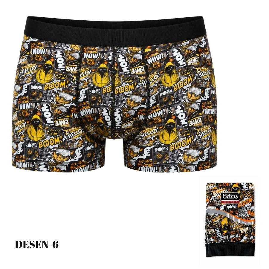Erkek Dijital Baskılı Likralı Boxer 1722-A