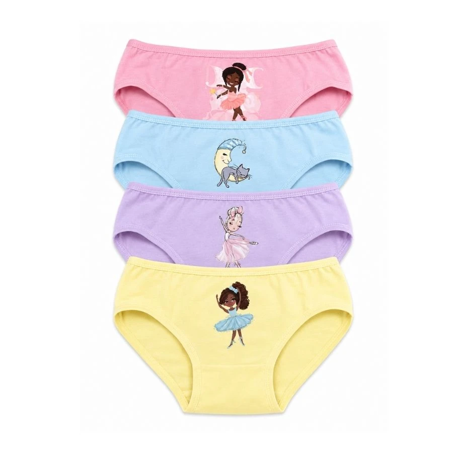 Kız Çocuk Lycralı Baskılı Slip 4'LÜ Paket 4730-H