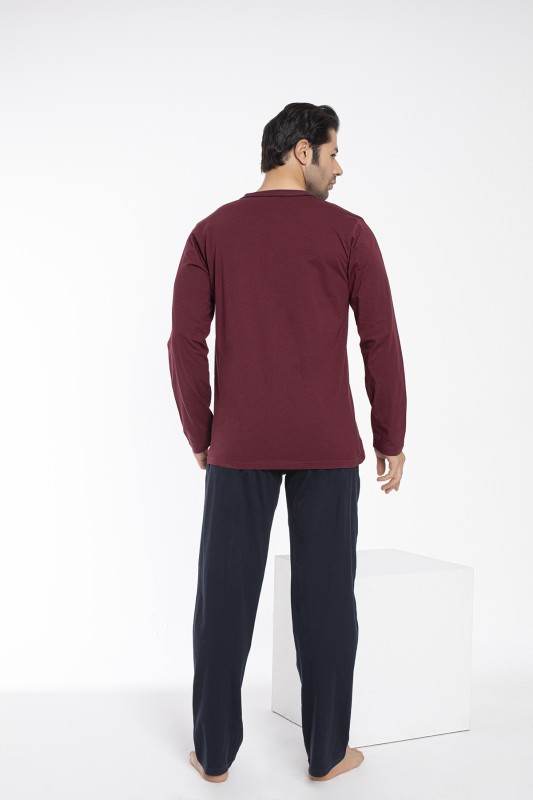 Erkek Önü Açık Uzunkol Pijama Takım 12074-A