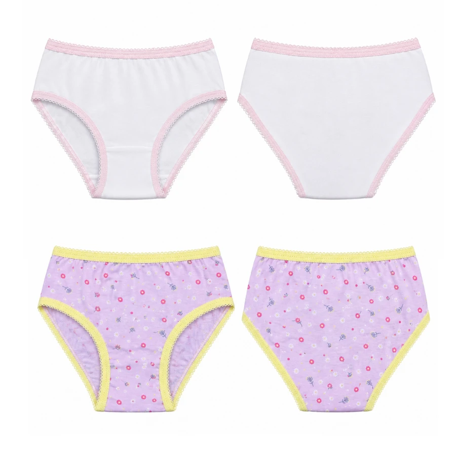 Kız Çocuk Süprem Düz+Baskılı Slip 6'LI Paket 4102-B ASORTI-1