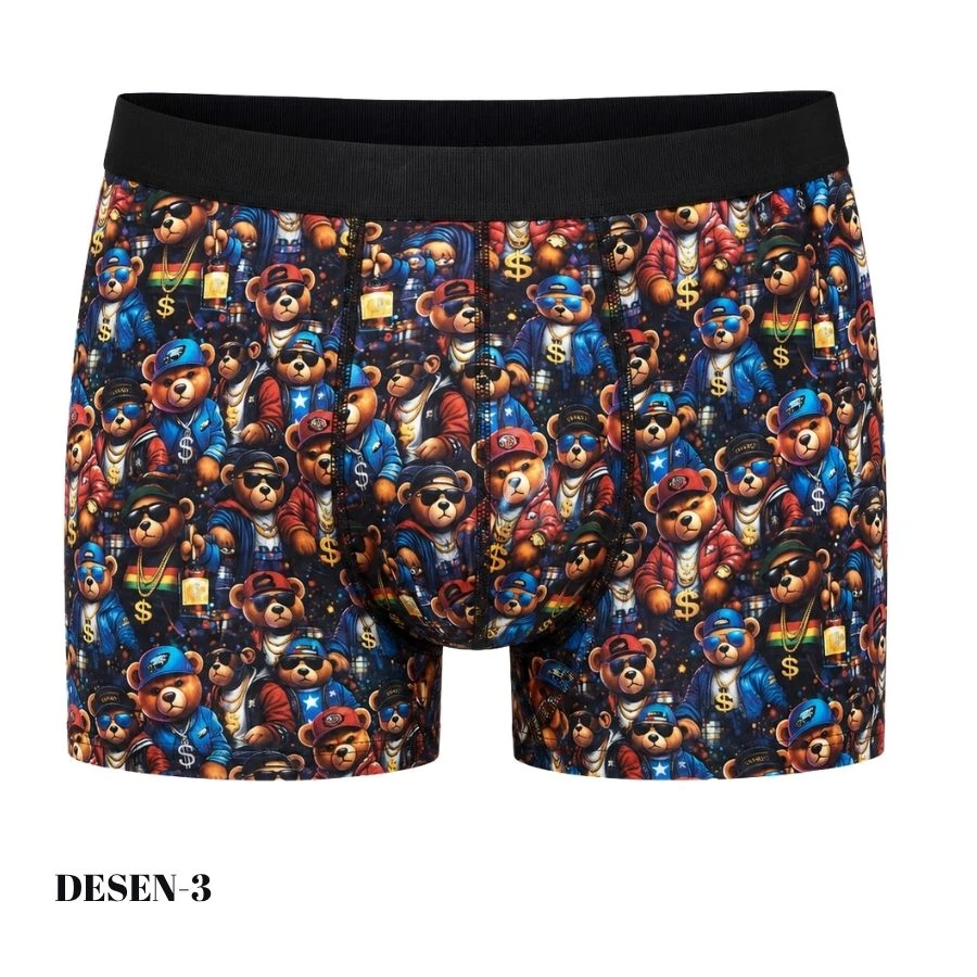 Erkek Dijital Baskılı Likralı Boxer 1722-A Desen-3