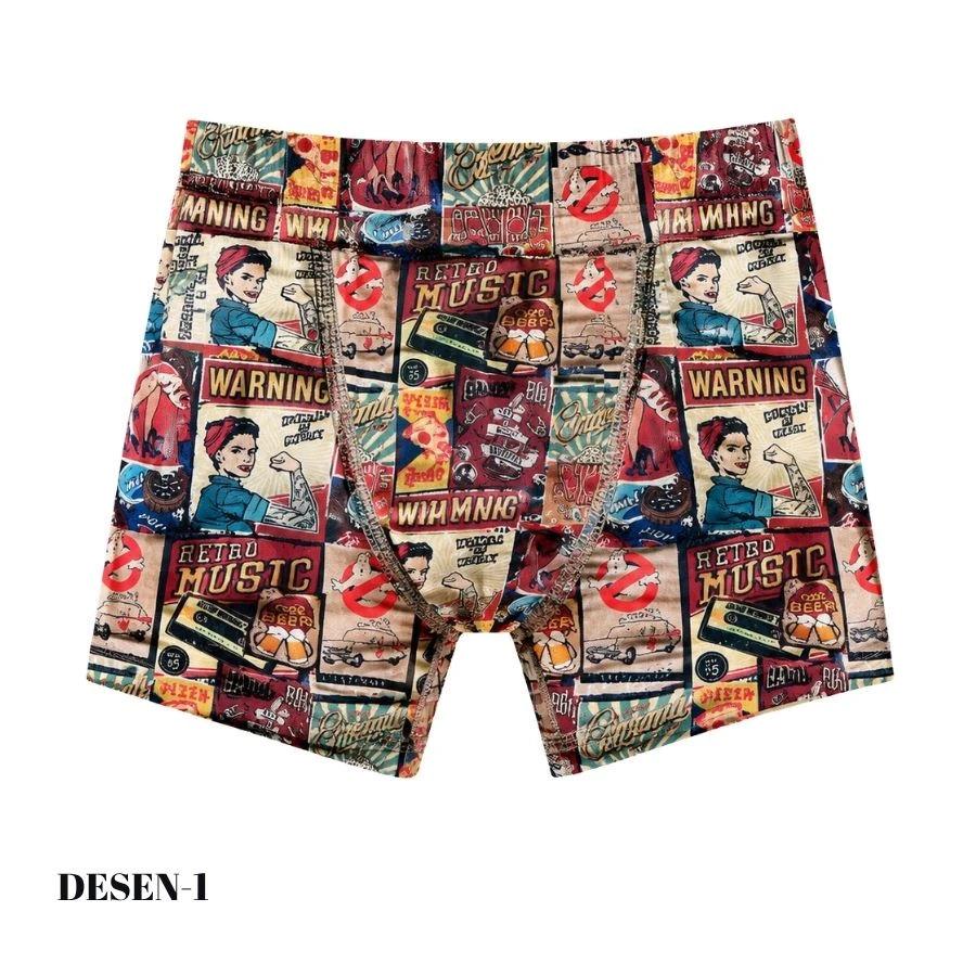 Erkek Dijital Baskılı Likralı Boxer 1723-A Desen-1
