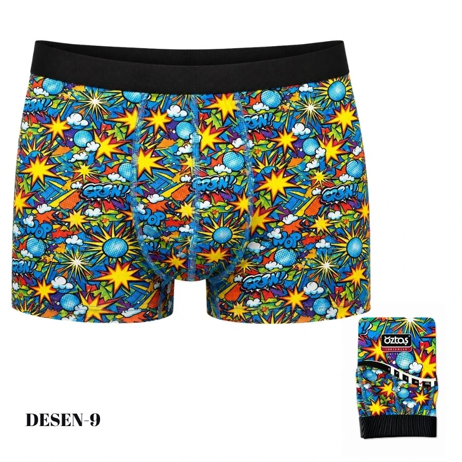Erkek Dijital Baskılı Likralı Boxer 1722-A