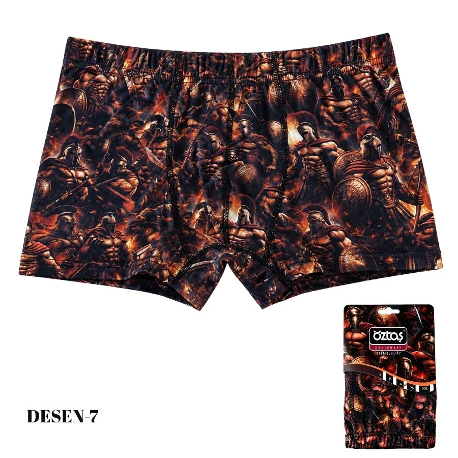 Erkek Dijital Baskılı Likralı Boxer 1723-A
