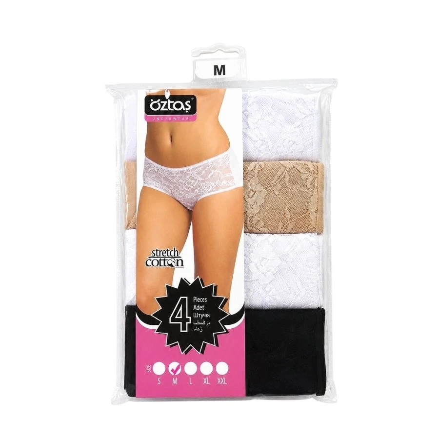 Kadın Likralı Dantelli Bato 4'Lü Paket 2754-H