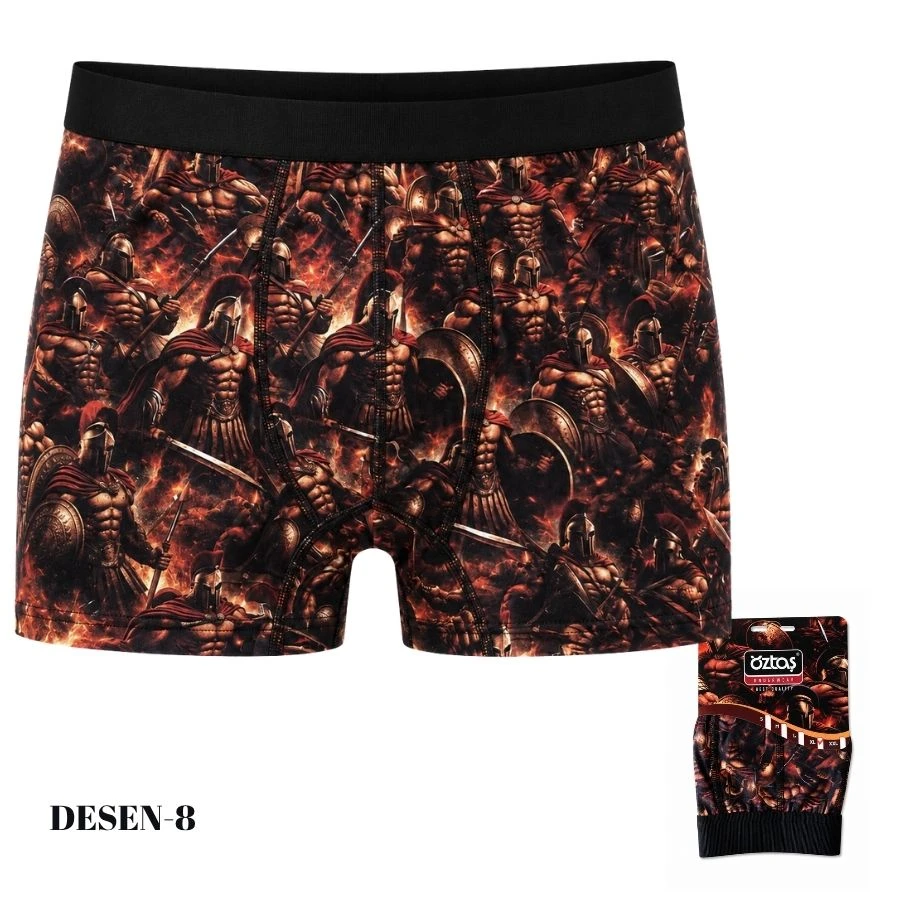 Erkek Dijital Baskılı Likralı Boxer 1722-A