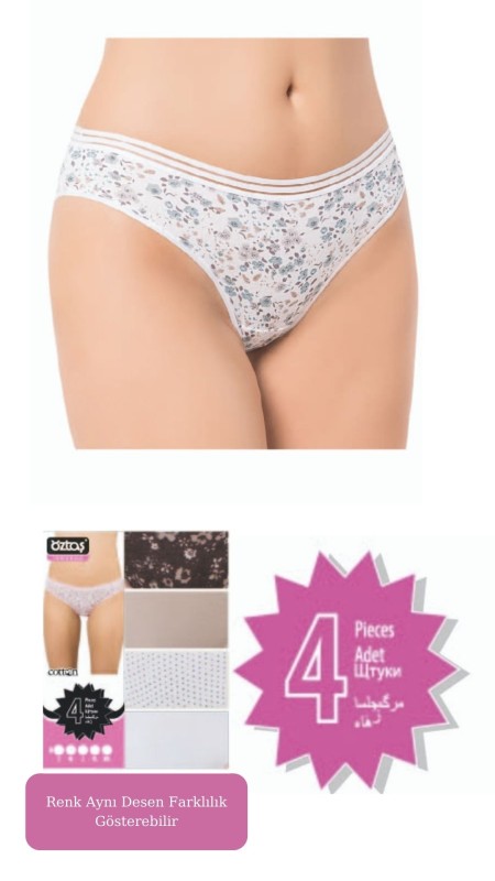 Kadın Lycralı Desenli Bikini 4'Lü Paket 21001-H