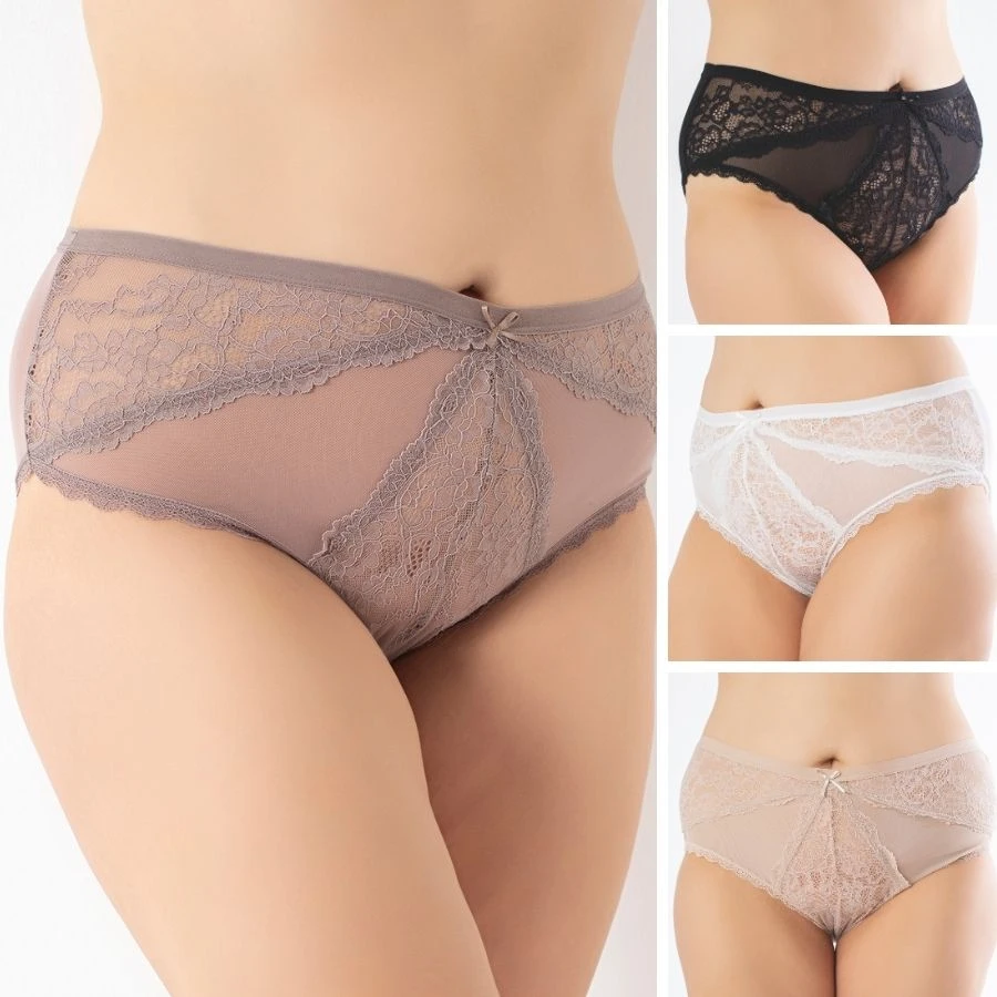 Kadın Büyük Beden Full Likralı Dantelli Külot 4'Lü Paket 21010-H