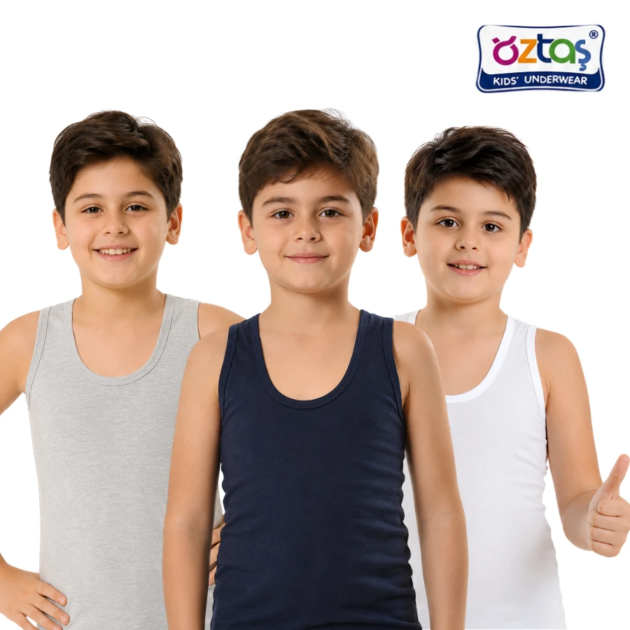 Erkek Çocuk Düz 3'Lü Atlet 3050-F