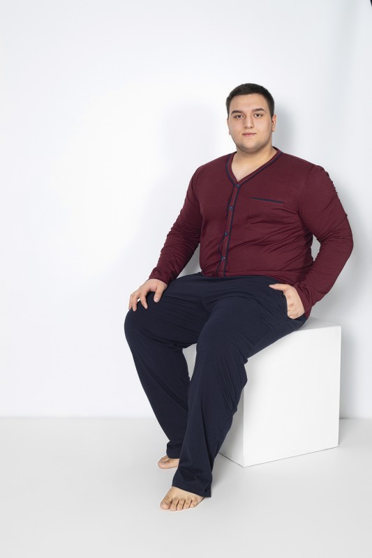 Erkek Battal Önü Düğmeli  Uzunkol Pijama 12075-A