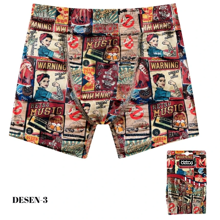 Erkek Dijital Baskılı Likralı Boxer 1723-A
