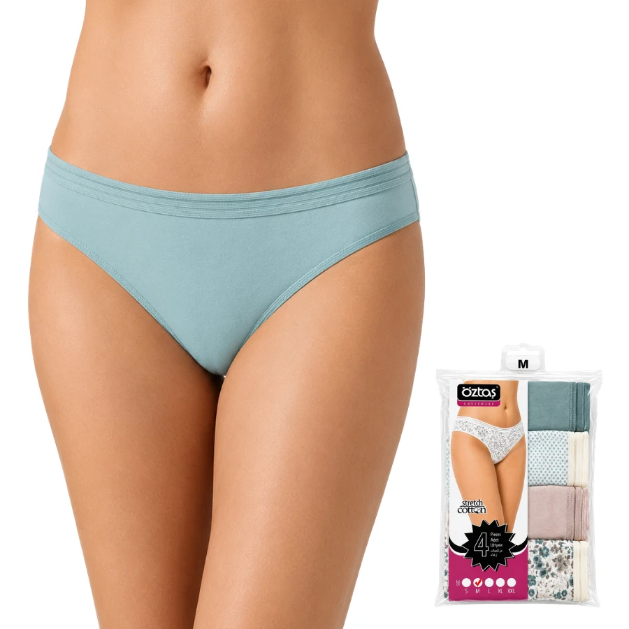 Kadın Lycralı Desenli Bikini 4'Lü Paket 21001-H
