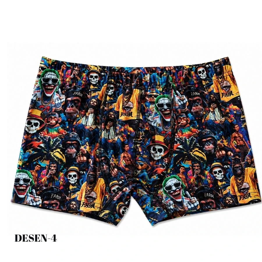 Erkek Dijital Baskılı Likralı Boxer 1723-A Desen-4